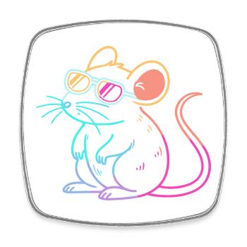Regenbogenratten-Neonbrille - Viereckiger Kühlschrankmagnet - Weiß - Vorne
