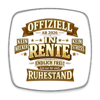 Offiziell ab 2026 in Rente endlich frei - Viereckiger Kühlschrankmagnet - Weiß - Vorne