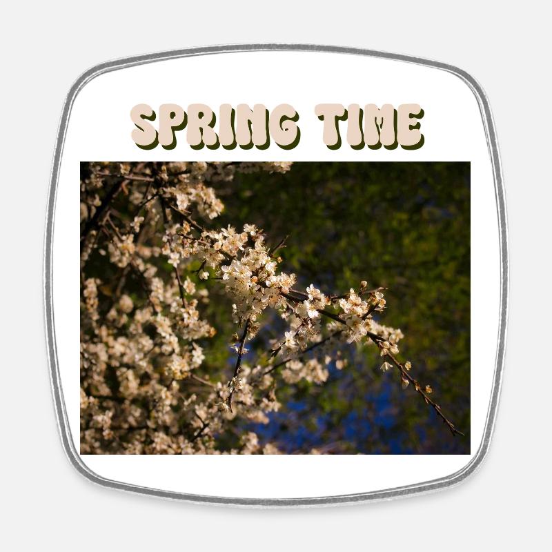 Spring Time - Viereckiger Kühlschrankmagnet - Weiß