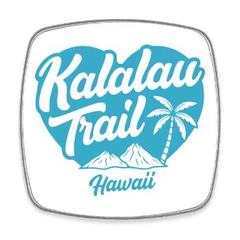 Logo tropical du sentier Kalalau Hawaii - Magnet carré - blanc - Devant