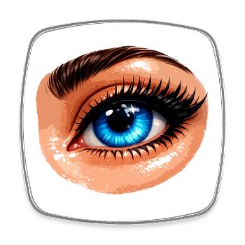 Blue Eye Illustration Pop Art Aura - Viereckiger Kühlschrankmagnet - Weiß - Vorne