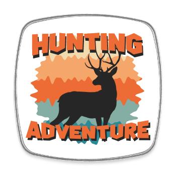 Jagdabenteuer-Hirsch-Silhouette - Viereckiger Kühlschrankmagnet - Weiß - Vorne