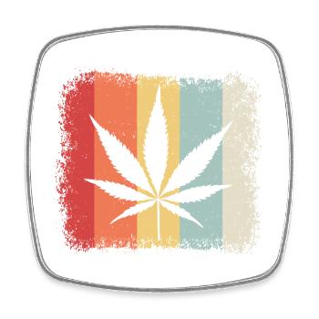 Désherbage rétro de cannabis à partir de feuilles de cannabis - Magnet carré - blanc - Devant