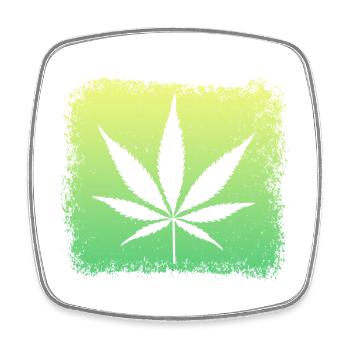 Mauvaise herbe feuille de cannabis - Magnet carré - blanc - Devant