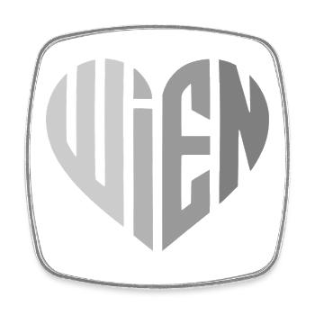 Wien Geometrisches Herzmotiv Grau - Viereckiger Kühlschrankmagnet - Weiß - Vorne