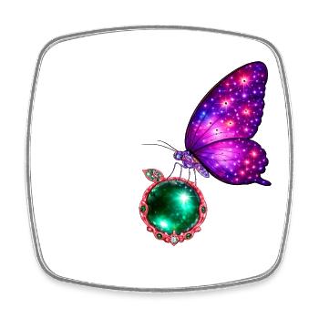 Renaissance d’Émeraude – Papillon Cosmique - Magnet carré - blanc - Devant