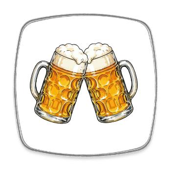 Two beer mugs toast - Square fridge magnet - white - Front