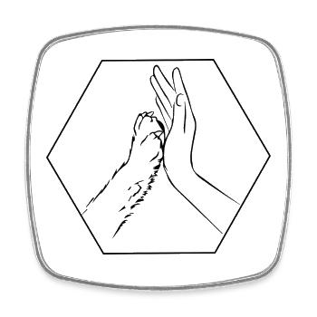 Dog Paw and Hand Team - Square fridge magnet - white - Front