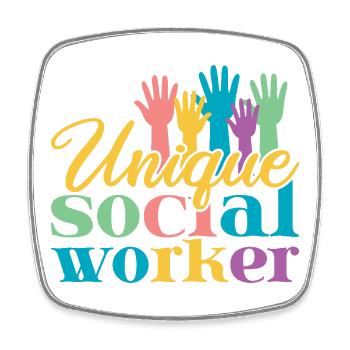 Citation d’assistant social : Unique Social Work - Magnet carré - blanc - Devant