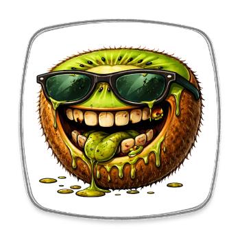 Cool Kiwi Fruit Zombie Design for Horror Fans - Square fridge magnet - white - Front