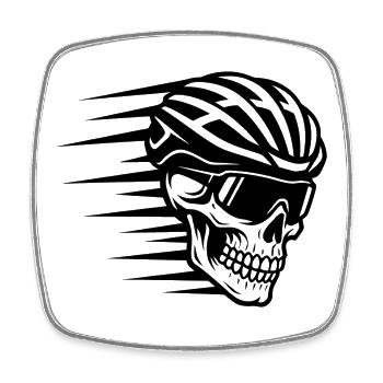 Skull Bicycle VTT VTT Conception de VTT - Magnet carré - blanc - Devant