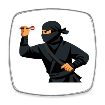 Ninja mit Dartpfeil in Schwarz - Viereckiger Kühlschrankmagnet - Weiß - Vorne