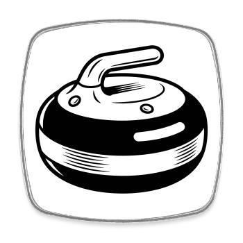 Curling stone - Square fridge magnet - white - Front