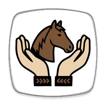 Hands Holding Horse Equestrian - Square fridge magnet - white - Front