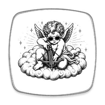 Cupidon cool avec motif d’ange d’arbalète - Magnet carré - blanc - Devant