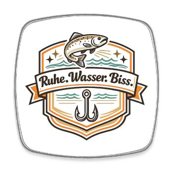 Ruhe Wasser Biss Badge - Viereckiger Kühlschrankmagnet - Weiß - Vorne
