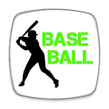 Baseball Neon Grunge Font - Square fridge magnet - white - Front