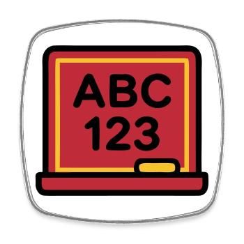 Schultafel ABC 123 Einschulung - Viereckiger Kühlschrankmagnet - Weiß - Vorne