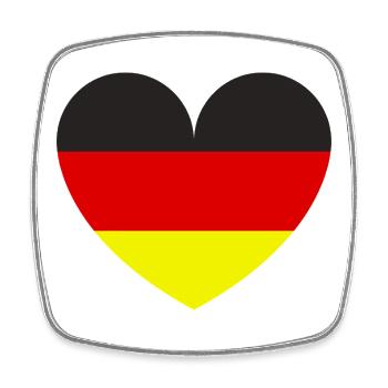 Deutsche Flagge in Herzform - Viereckiger Kühlschrankmagnet - Weiß - Vorne