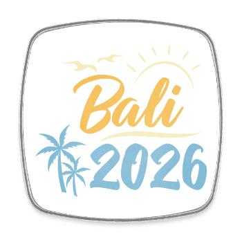 Bali 2026 - Viereckiger Kühlschrankmagnet - Weiß - Vorne