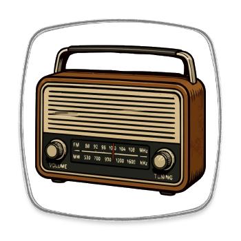 Retro-Radio Illustration - Viereckiger Kühlschrankmagnet - Weiß - Vorne