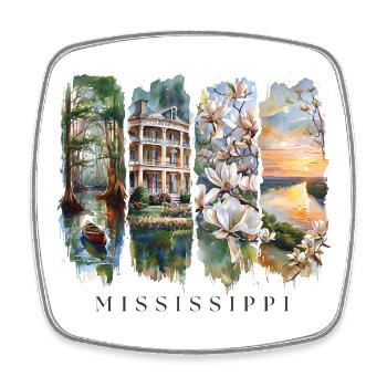 Voyage de vacances dans le Mississippi – Southern Charm - Magnet carré - blanc - Devant