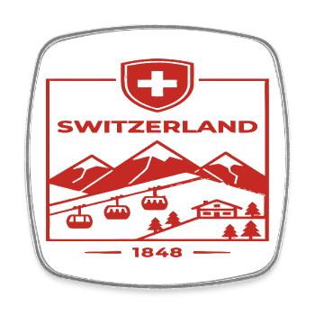 Switzerland Alps Mountains Hiking - Square fridge magnet - white - Front