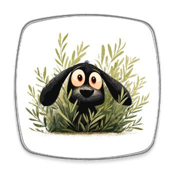 Dog in the bushes forest whistle - Square fridge magnet - white - Front