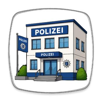 Polizei Cartoon Gebäude Druckdesign - Viereckiger Kühlschrankmagnet - Weiß - Vorne