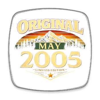 21. Geburtstag Geschenk Original Mai 2005 - Viereckiger Kühlschrankmagnet - Weiß - Vorne