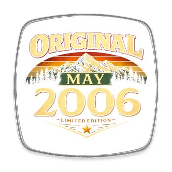 Cadeau du 20e anniversaire Original mai 2006 - Magnet carré - blanc - Devant