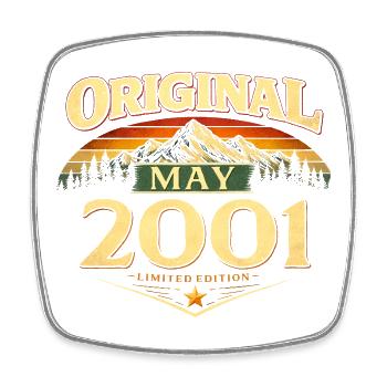 Cadeau du 25e anniversaire Original mai 2001 - Magnet carré - blanc - Devant