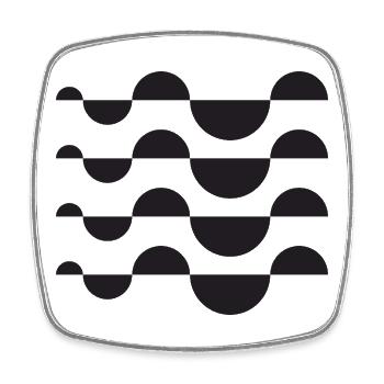 Monochrome Wave Circle Grid - Square fridge magnet - white - Front