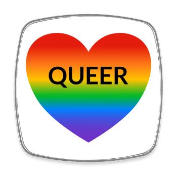 Pride QUEER rainbow heart - Square fridge magnet - white - Front