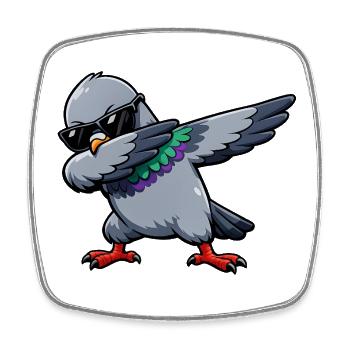 Dabbing Pigeon - Square fridge magnet - white - Front