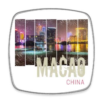 Macao in China Skyline Vintage Souvenir - Magnet carré - blanc - Devant