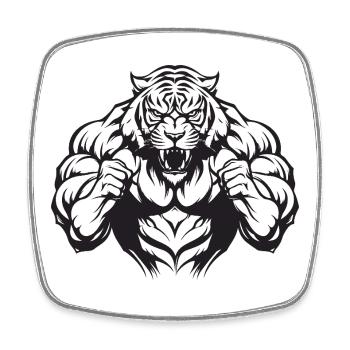 Gymnase Tiger - Magnet carré - blanc - Devant