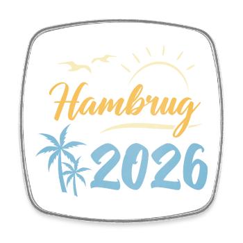 Hamburg 2026 - Viereckiger Kühlschrankmagnet - Weiß - Vorne