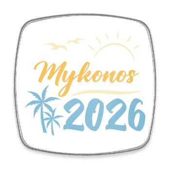 Mykonos 2026 - Viereckiger Kühlschrankmagnet - Weiß - Vorne