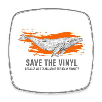 Whale & Vinyl Rescue Art - Square fridge magnet - white - Front