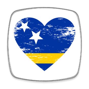 Curaçao_Flagge_Herz_used - Square fridge magnet - white - Front