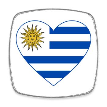 Uruguay_Flagge_Herz - Magnet carré - blanc - Devant