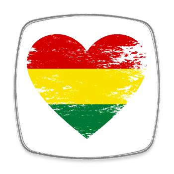 Bolivia flag heart used - Square fridge magnet - white - Front