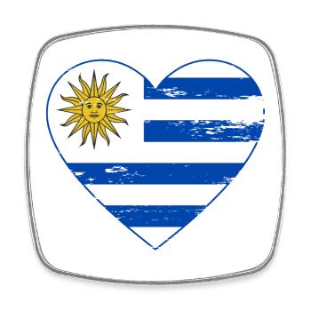 Uruguay_Flagge_Herz_used - Viereckiger Kühlschrankmagnet - Weiß - Vorne