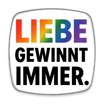 Regenbogen Spruch Liebe Gewinnt Immer - Viereckiger Kühlschrankmagnet - Weiß - Vorne