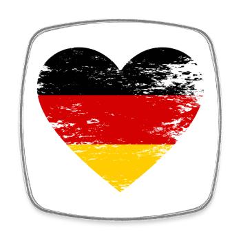 Deutschland Flagge Herz - Viereckiger Kühlschrankmagnet - Weiß - Vorne