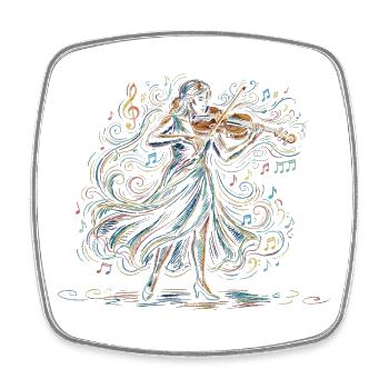 Violoniste jouant du violon Art de dessin - Magnet carré - blanc - Devant