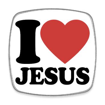 I Love Jesus - Glaube - Religion - Viereckiger Kühlschrankmagnet - Weiß - Vorne