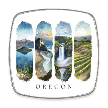 Oregon Travel – Pazifik & Cascades Natur Design - Viereckiger Kühlschrankmagnet - Weiß - Vorne