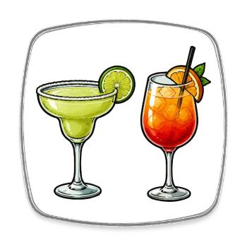 Zwei Cocktails: Lime Margarita & Sunset - Viereckiger Kühlschrankmagnet - Weiß - Vorne